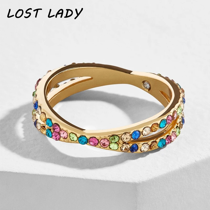 Lost Lady новое кольцо с большим крестом циркониевое модное разноцветное женское