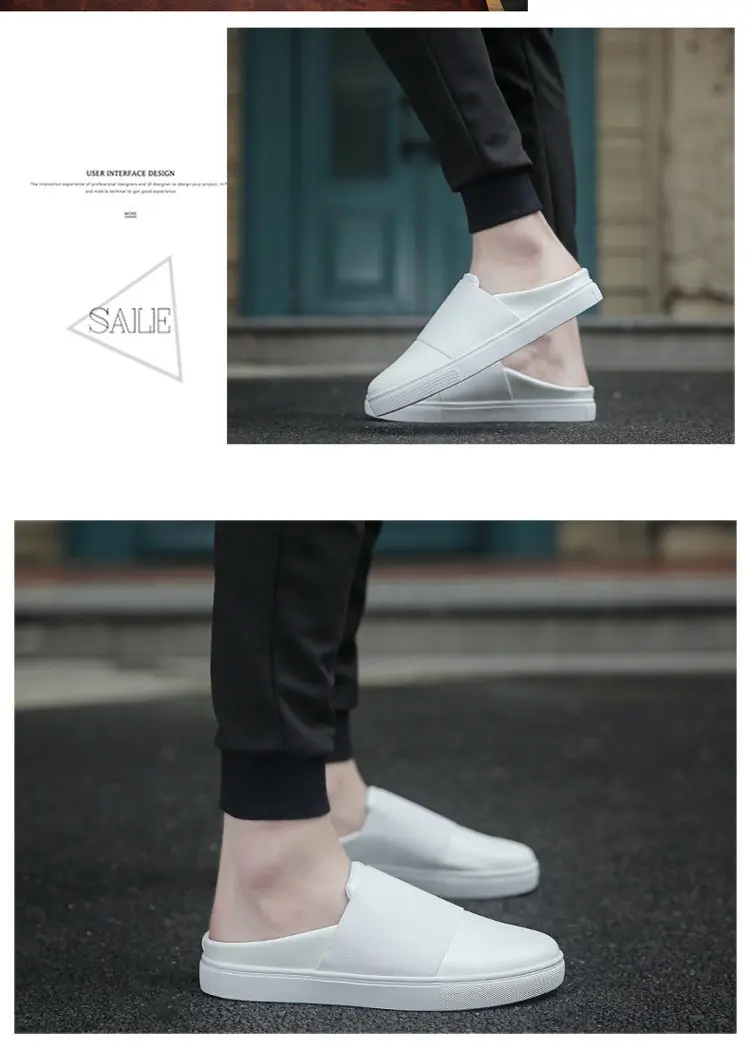 EXCARGO mules; мужские шлепанцы без шнуровки; коллекция года; белые парусиновые кроссовки для мужчин; тапочки с закрытым носком; летние туфли на плоской подошве для мужчин