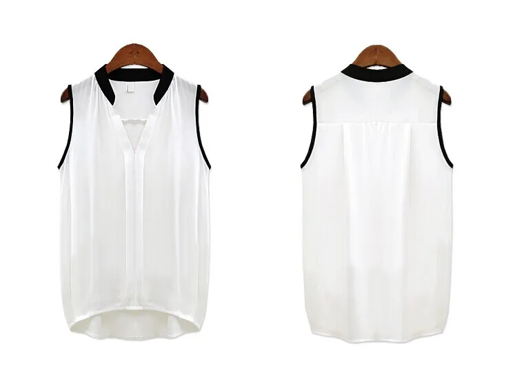 Splicing dress v-neck bump color sleeveless chiffon unlined upper garment of big yards |
