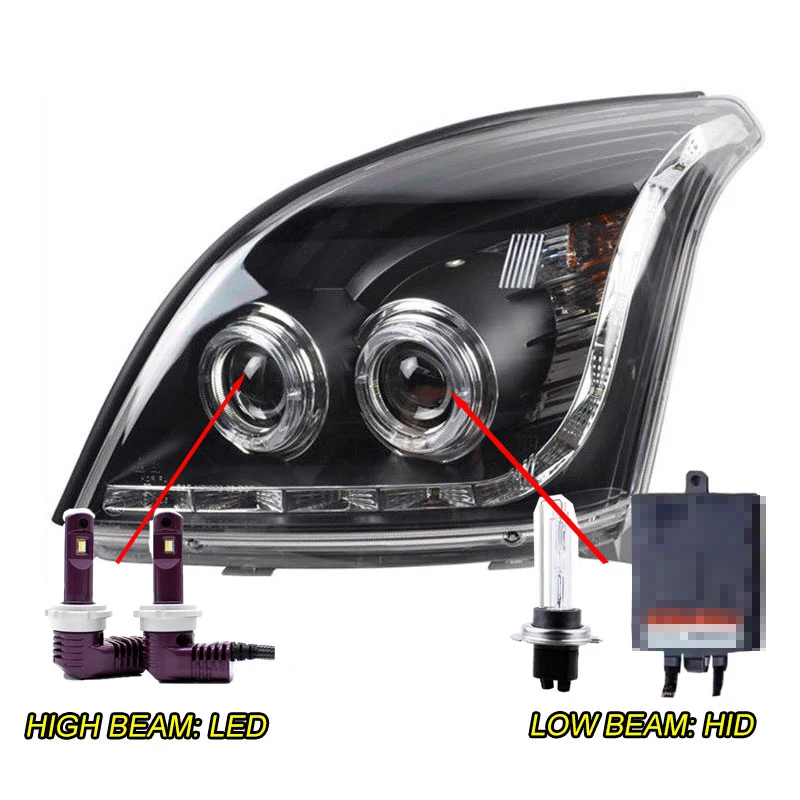 HID Автомобильный Стильный чехол для Toyota Prado 2003-2009 фары для Toyota Prado светодиодный фары DRL Объектив двойной луч ксеноновые автомобильные аксессуары - Цвет: HID