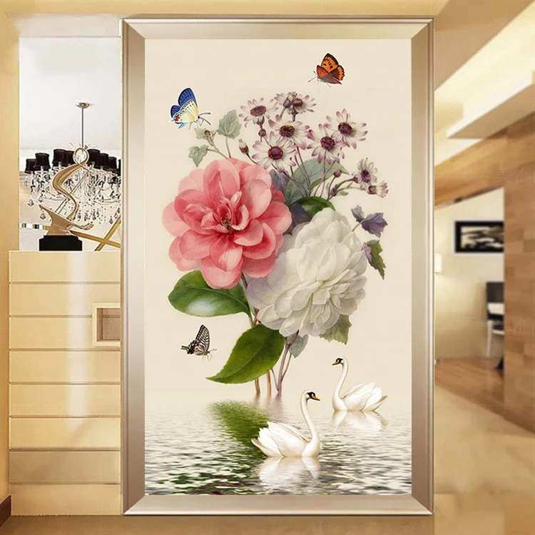 Алмазная 5d Вышивка картина с лебедями пионами для гостиной ландшафта сделай сам