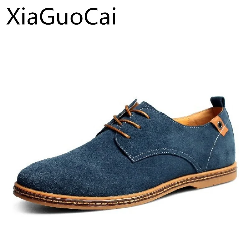 

Spring Fashion Breathable Men Casual Shoes Flats For Adults Pointed Toe Lace Up Suede Oxfords With Nubuck Leather Plus Size 15