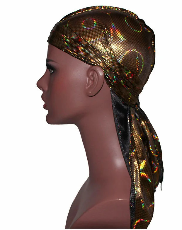 Модные мужские Durag банданы в стиле хип-хоп кепки, тюрбан шляпа шнуровка шелковистая эластичный ободок Атлас Du-rag длинный хвост головные уборы для женщин