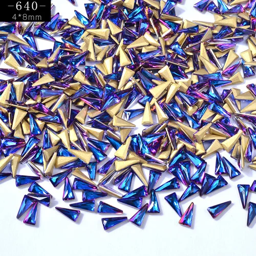 640 10pcs 10 шт. кристалл AB Необычные треугольные украшения со стразами для ногтей Хамелеон Аврора Сплав 3d стекло DIY украшения для ногтей - Цвет: 640 10pcs