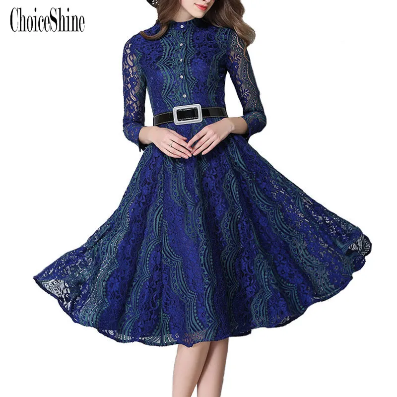 2017 choiceshine женская dress бренд летние платья свободные середины икры женщины полые