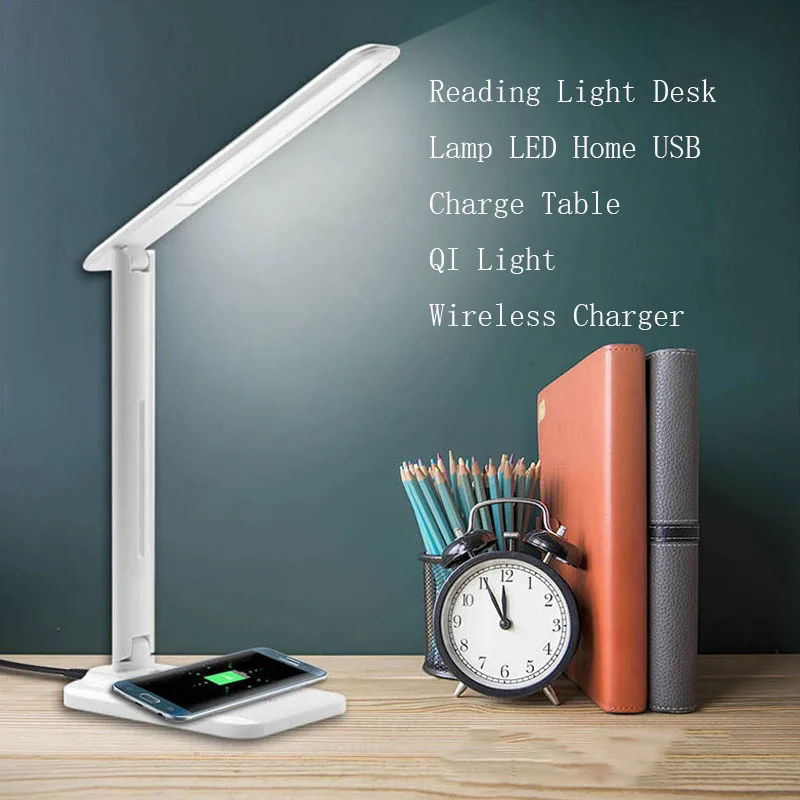 USB зарядка Настольная лампа QI Беспроводное зарядное устройство для iphone 8 x xs max plus