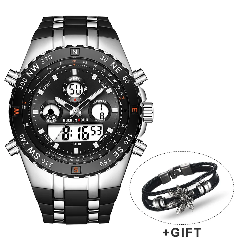Мужские наручные часы Reloj Hombre GOLDENHOUR модель 124 спортивные автоматические военные
