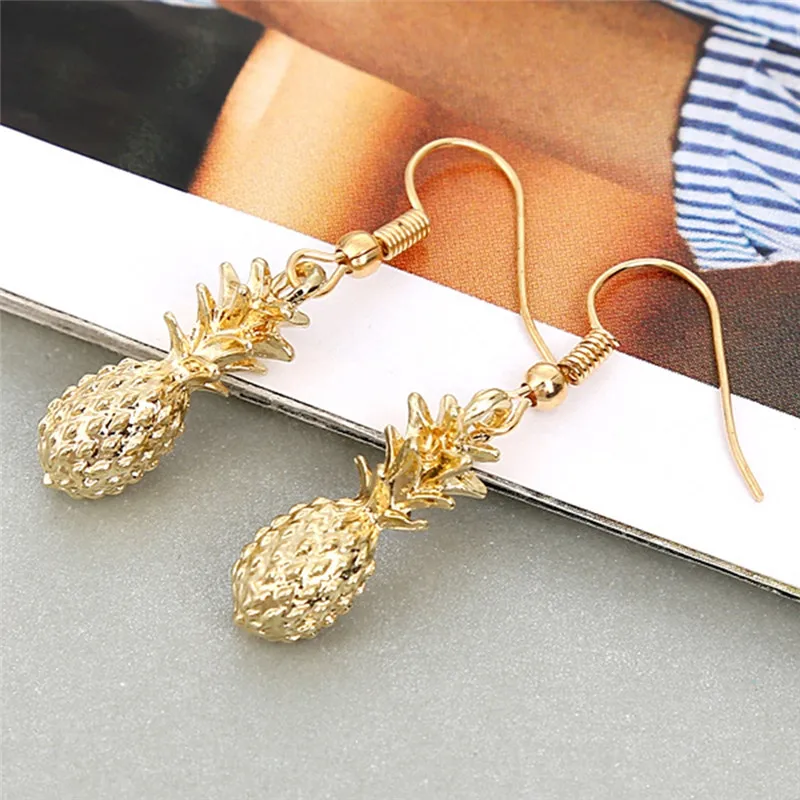 Серьги с кристаллами-каплями PINKSEE из фрукта Ананаса, винтажного золотого цвета, с большим подвеском из крупного страза для женщин, очаровательные ювелирные изделия.