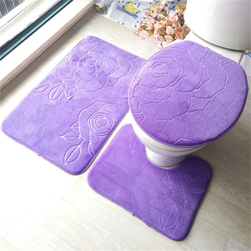 

3 pcs/set Flannel Antiskid Pads Soft Water Absorption Anti-slip 11 Styles Are Available For Choice set tapis salle de bain Mats