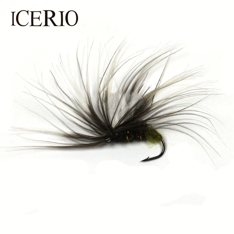 

ICERIO 8PCS #12 Grey Emerger Dry Fly Caddis Trout Fly Fishing Flies Bait