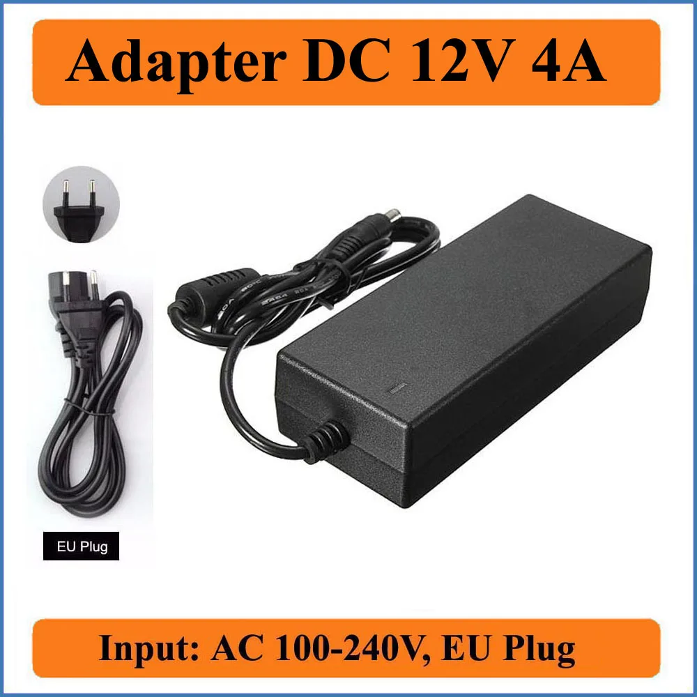 12V 4A штепсельная вилка европейского стандарта AC DC адаптер переменного тока 100 240V