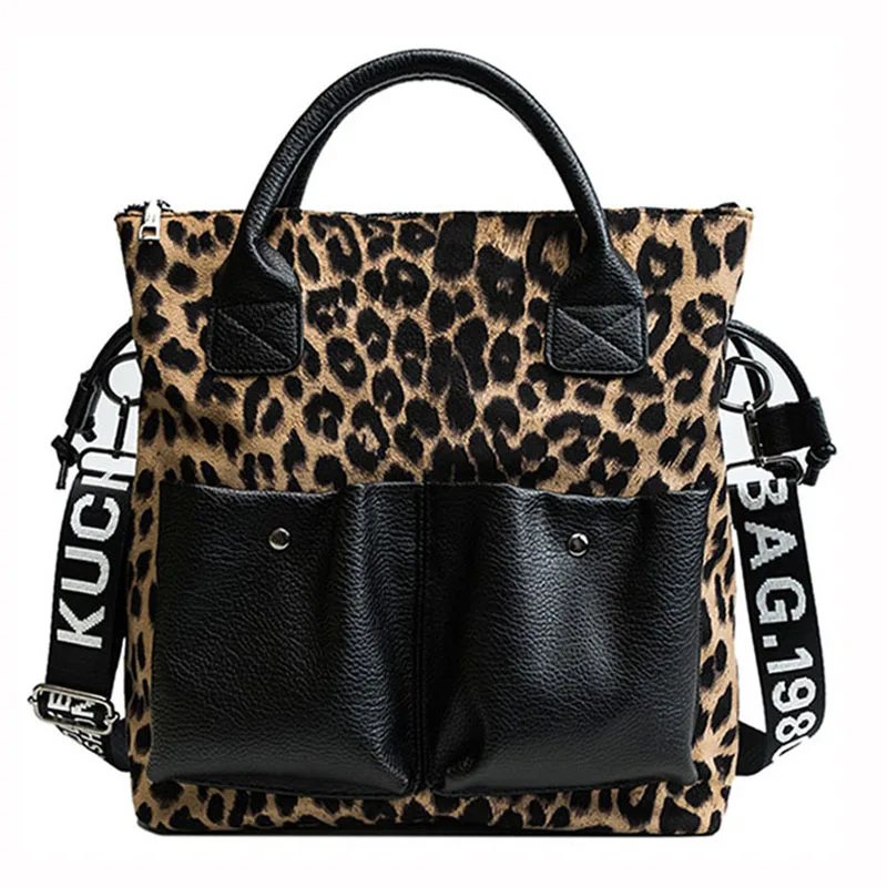 Khaki leopard Большая емкость, женские сумки, кожаная сумка для шоппинга, двойной карман, Женская Повседневная сумка,, женские сумки на плечо XA283H - Цвет: Khaki leopard
