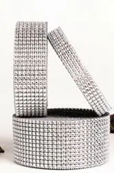 silver 10 метров 8 строк Алмазная Mesh Обёрточная бумага roll Украшенные стразами Ленты Вену Украшение стола партия DIY сувениры - Цвет: silver