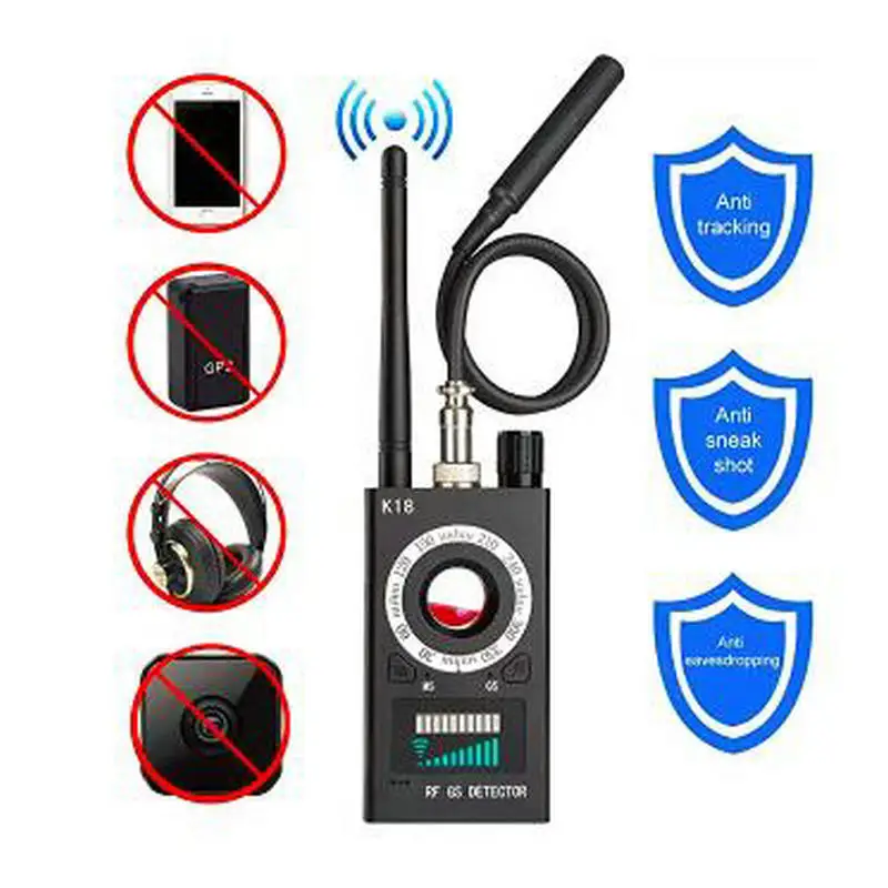 Hot sale K18 Multi-function Anti-spy Detector Camera GSM Audio Bug Finder GPS Signal Lens RF Tracker Detect Wireless Products
