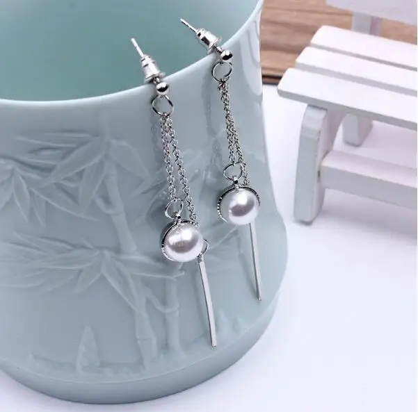 ea510 Fashion Bohemian earrings imitation pearl earring Double layer tassel Chain Geometric circle Female charm jewelry | Украшения и