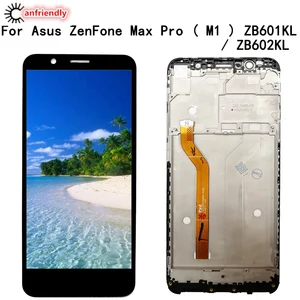 for asus zenfone max pro m1 zb601kl zb602kl 5 99 lcd display touch panel screen digitizer with frame assembly phone replacement free global shipping