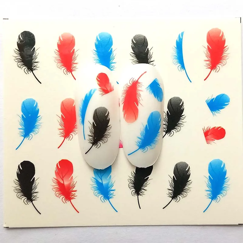 Наклейки для ногтей с перьями водные переводные наклейки переводная наклейка