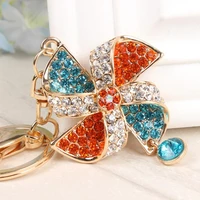 happy windmill multi color fashion crystal charm pendant purse bag car key ring chain wedding party creative gift