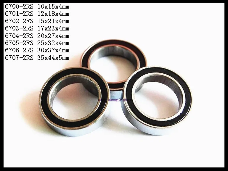 

20-50 шт./лот 6700-2RS, 6701-2RS, 6702-2RS, 6703-2RS резиновая тонкая стена глубокий паз шариковый Миниатюрный подшипник совершенно новый