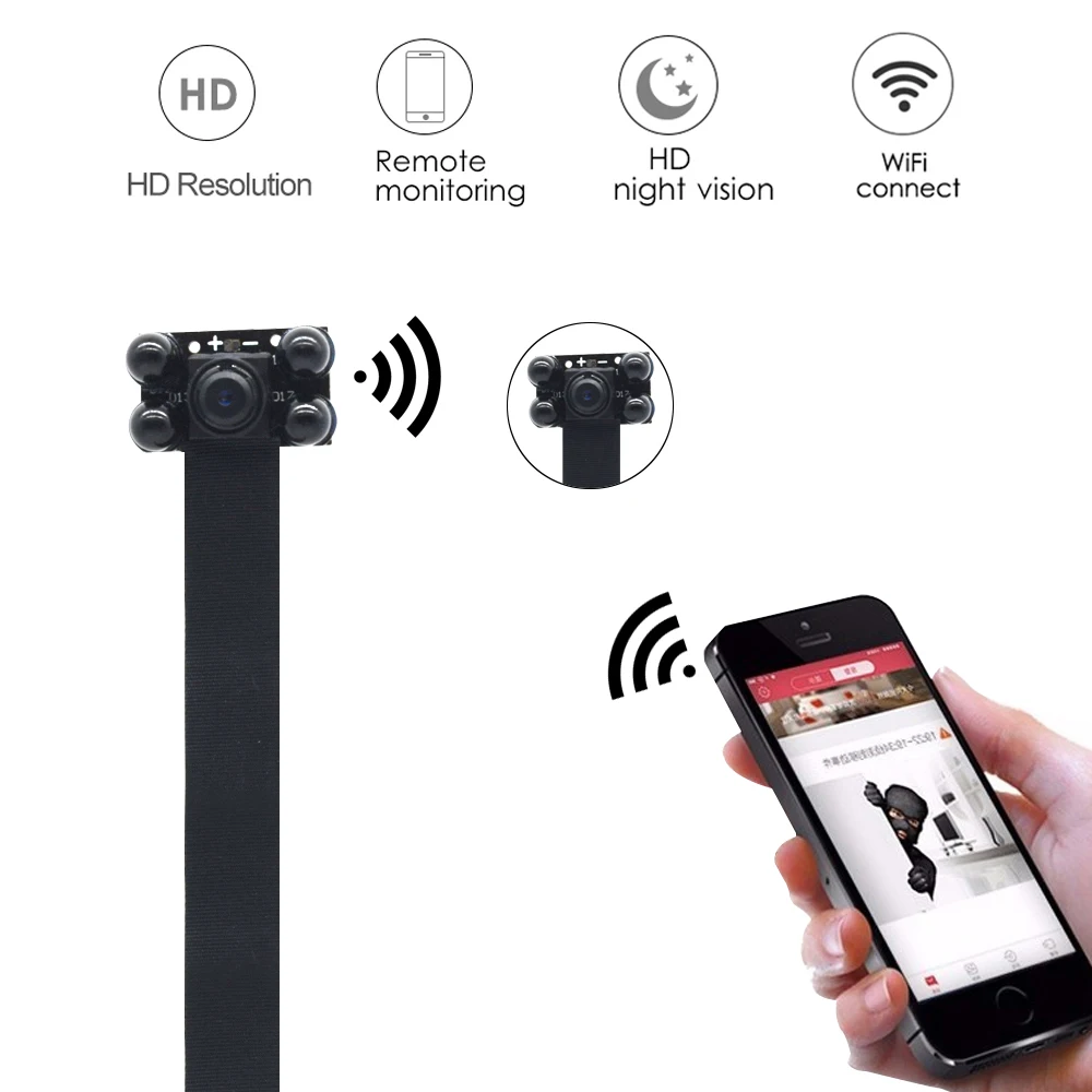 HD1080P мини Wifi камера HD wifi P2P TF слот для записи видео Обнаружение движения
