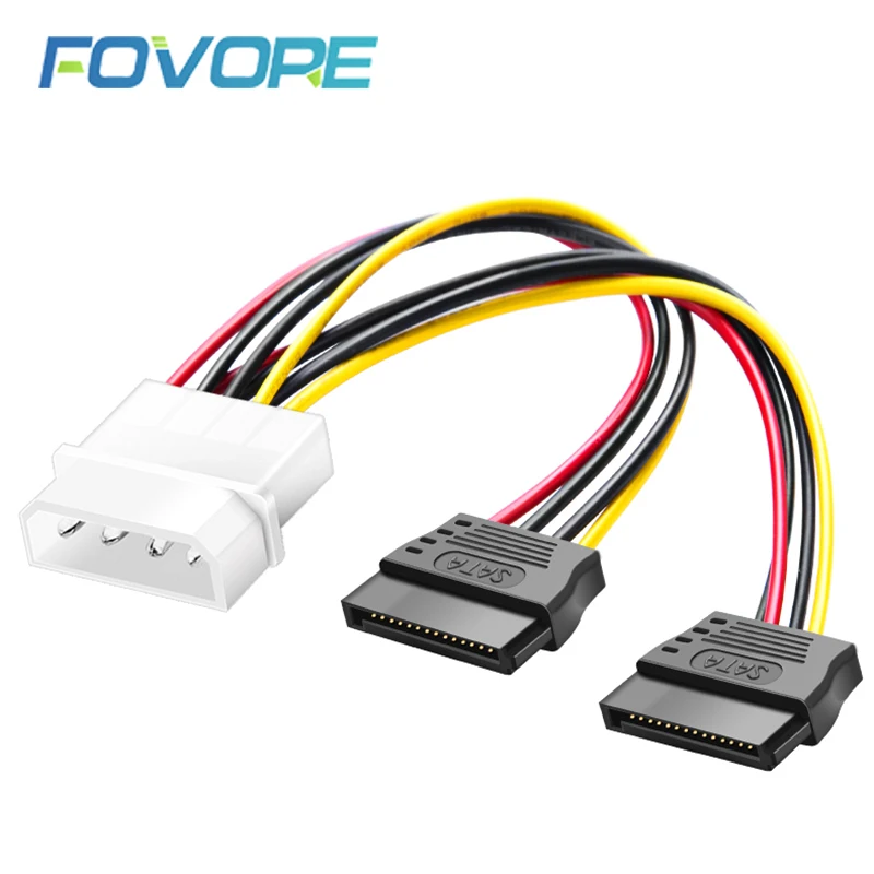 Кабель питания с 4 контактным разъемом Molex Male на 2 SATA Female от IDE к SATA|Компьютерные
