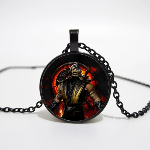 Ожерелье Mortal Kombat ручной работы стеклянный купольный кулон Скорпион Ювелирное