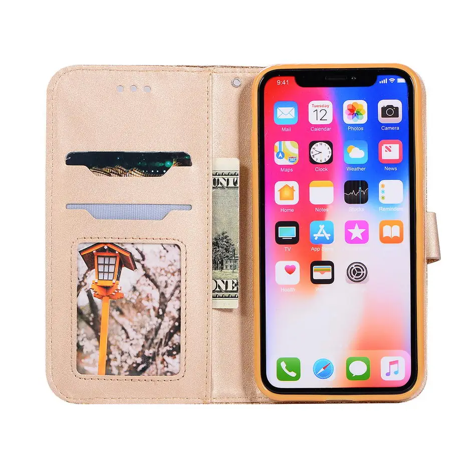 Чехол-книжка из искусственной кожи с блестками для iPhone X, XS, XR, XS, Max, с пряжкой в виде сердца, чехол для iPhone 5 5S se, 6, 6 S, 7, 8 Plus