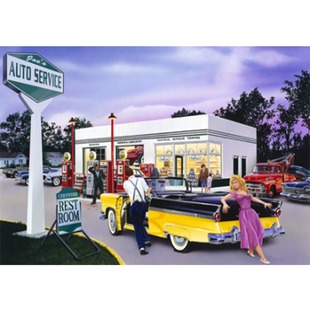 

LI Лойе желтый автомобиль АЗС, алмазная вышивка крестиком Стразы мозаика 5D Алмазная вышивка Декор Картина FZ685