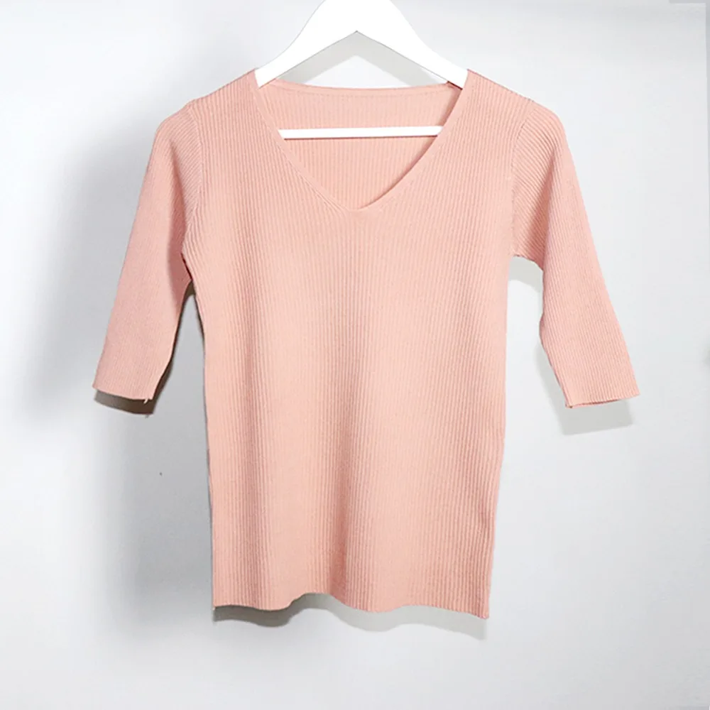 Женская хлопковая Футболка с v-образным вырезом и коротким рукавом Direcly Винтажная