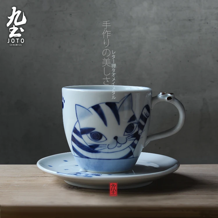 Дизайнерская ручная роспись милых кошек чашки блюдца чашка для чая и кофе с