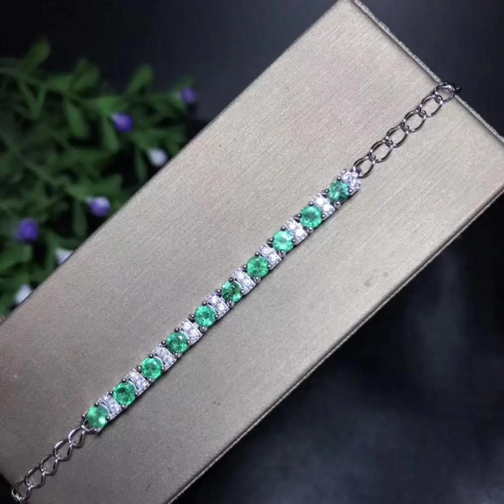 new style charming green emerald gemstone bracelet for women with silver 3
