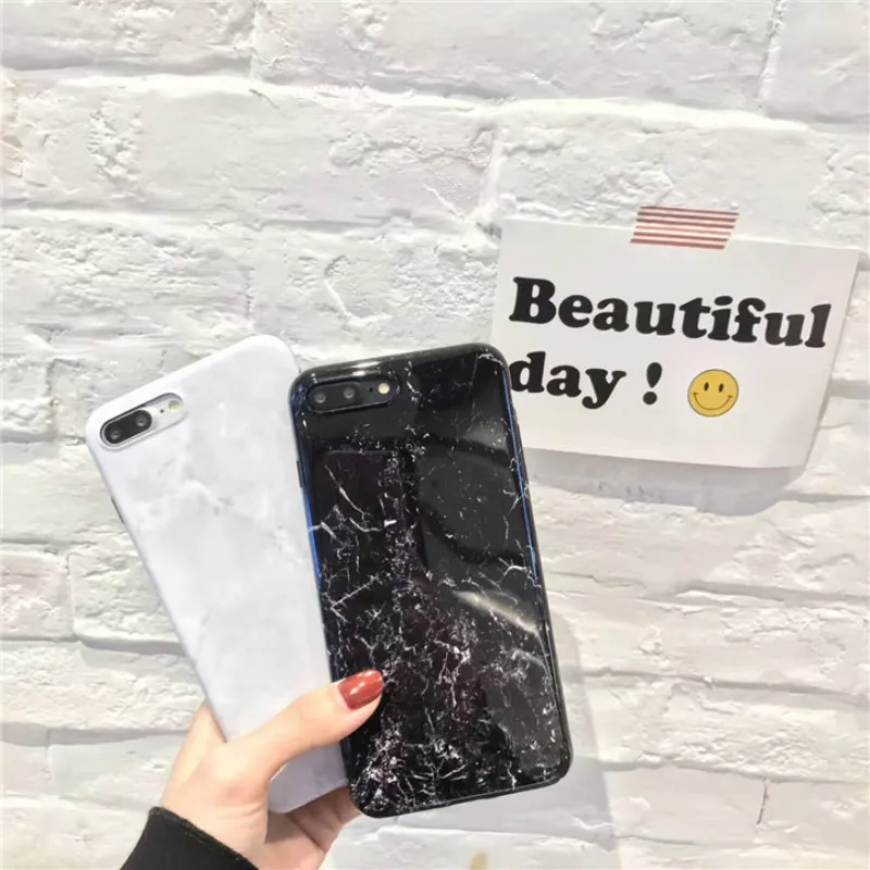 POBLU Luxury Marble Case for iPhone X XS Fashion IMD Matte Scrub Soft Back Phone Cover 6s 7 8 Plus TPU Silicone |