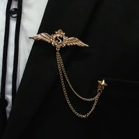 free shipping new fashion casual mens male europe and the united states high end crown fringe corsage female angel wings brooch