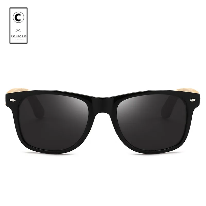 COLECAO Rivet Retro Sunglasses Men 2018 Rectangle Bamboo Frame Outdoor Driving Vintage Men's UV400 Glasses 2140B | Аксессуары для