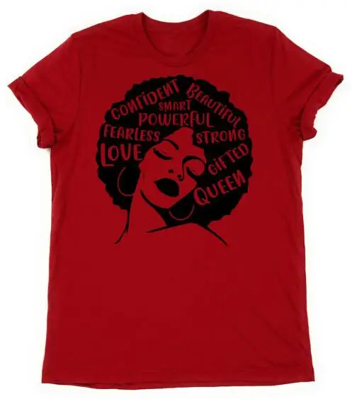 red tee black text Мощная афро-женская футболка хипстер стильная повседневная мощная афро-Женская гранж графическая футболка Летняя оливковая/персиковая одежда художественные футболки - Цвет: red tee black text