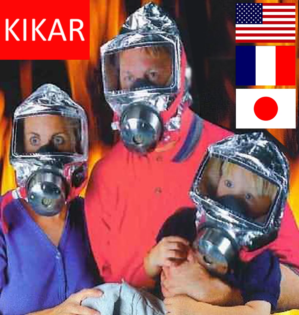 Emergency Escape Hood Oxygen Mask Respirator 60 Minutes Fire Smoke Toxic Filter Gas Big Visor Firemask First Aid Kit Hard Case | Игрушки и