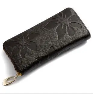 2014 New Designer Genuine Leather women's wallet Flower Pattern Ladies Purse Name Brand Clutch Bag | Багаж и сумки