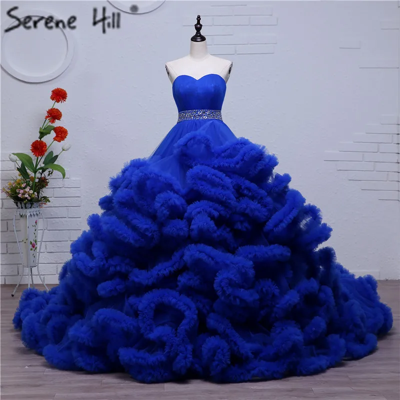 royal blue Роскошное Свадебное платье для беременных, пышное облако, длинный шлейф, Кристальное свадебное платье, бургундское облако, свадебное платье es HA2004 - Цвет: royal blue
