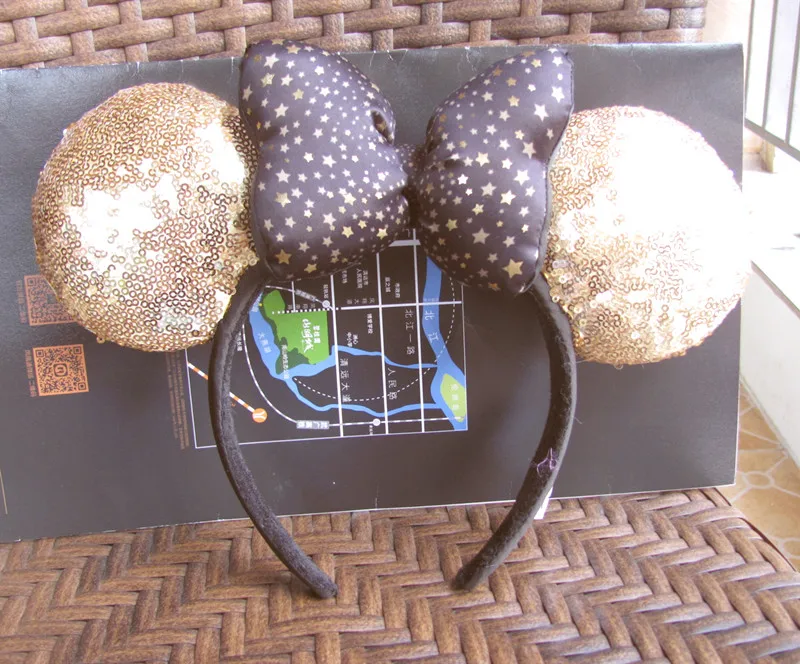 Повязка на голову черная Золотая в горошек с блестками | Игрушки и хобби