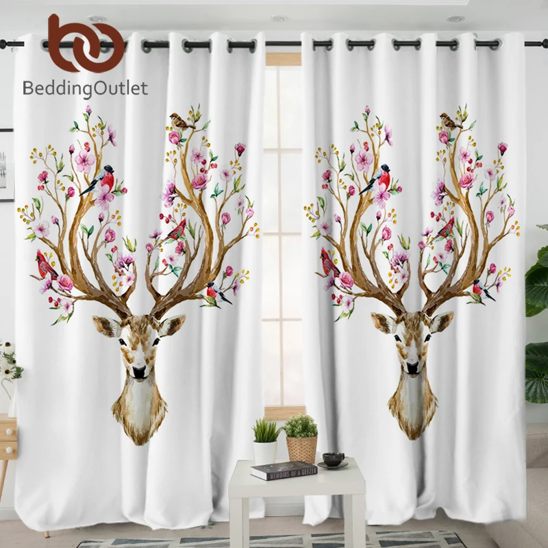 BeddingOutlet цветочный Лось Гостиная Шторы оленей штора с оленем для Спальня цветы