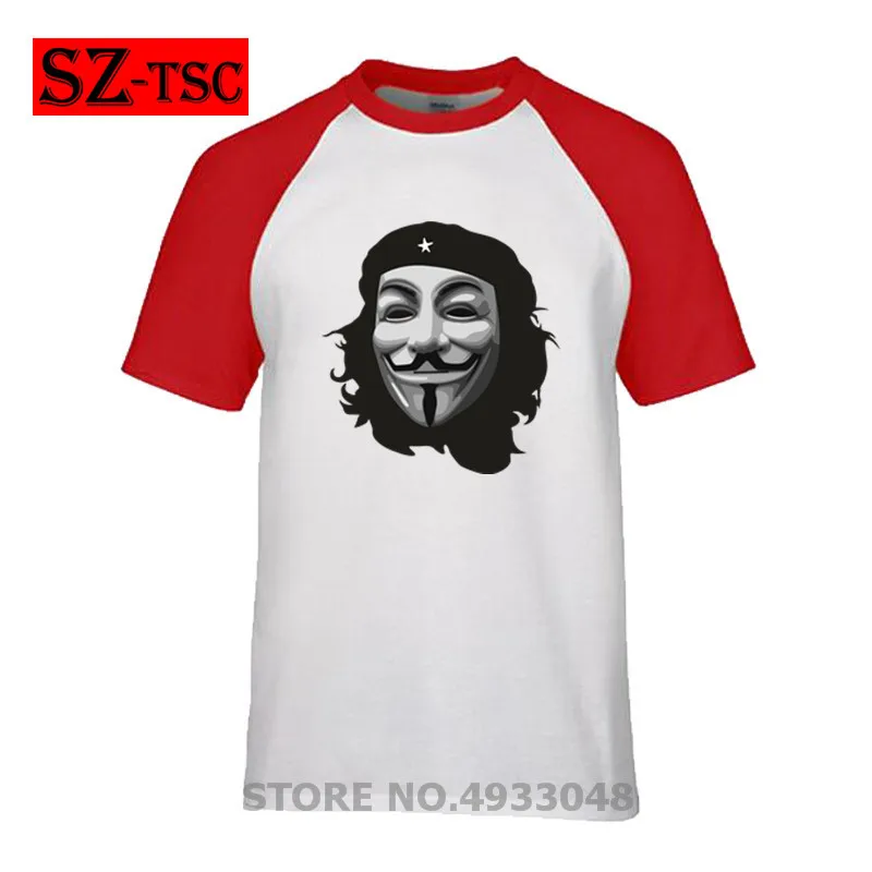 Мужская футболка с героями мультфильмов Che guevara Anonymous Vendetta mask летняя 2019|Мужские