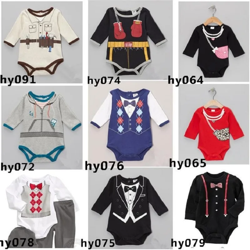 Hooyi Baby Bodysuits Hot Sale Black Boys Bodysuit 100% Cotton Newborn clothes Costumes body bebe ropa Tuxedo |