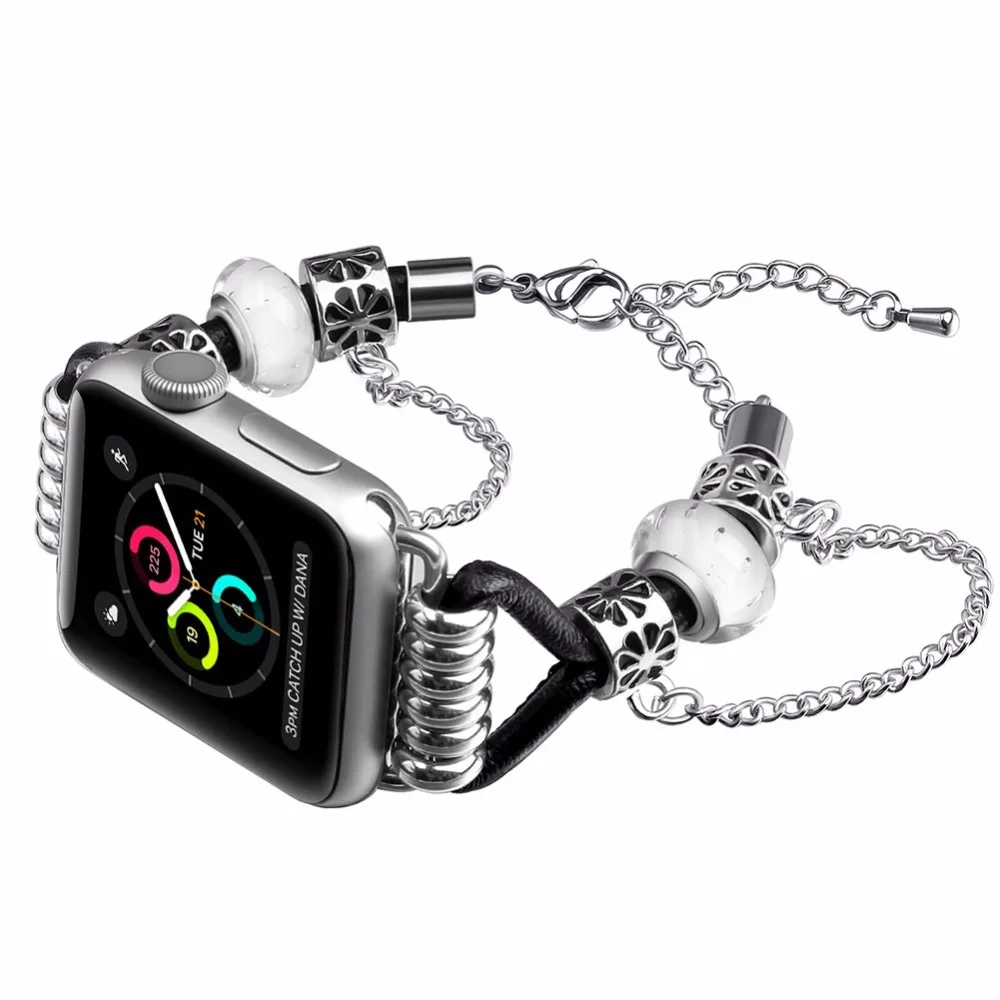 Ремешок из натуральной кожи для Apple Watch Металлический Стальной браслет Series 1 2 3 38 42