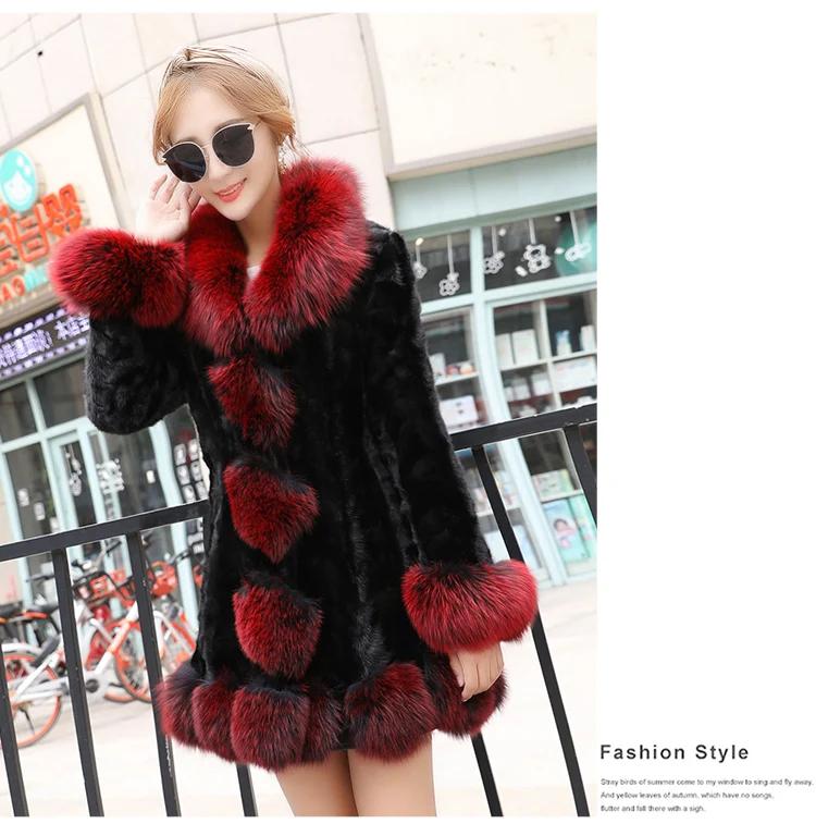 Ms. куртка пальто модная с воротником лисы красивая и элегантная красная черная