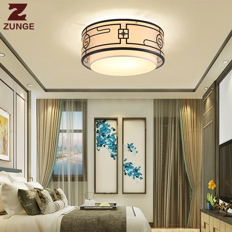LED modern ceiling lights for living room bedroom New Chinese style lamp E271 iron fabric lighting fixtures lampara techo | Лампы и