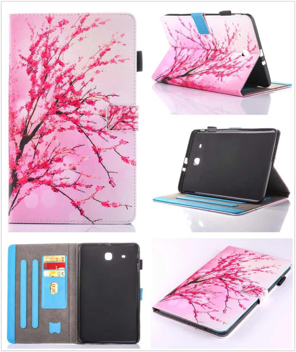 Тонкий чехол книжка из искусственной кожи с принтом и подставкой для карт Samsung