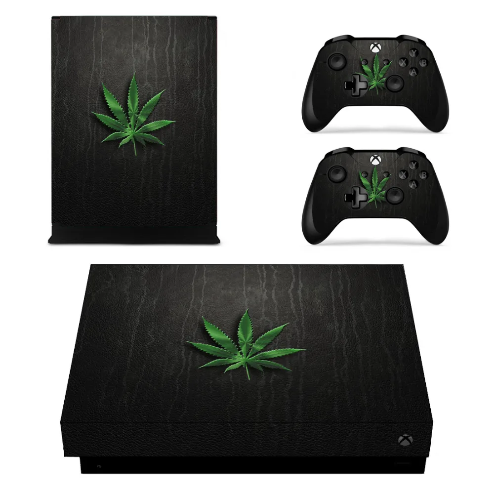 Наклейка с зелеными листьями марихуаны наклейка для Microsoft Xbox One X консоль и