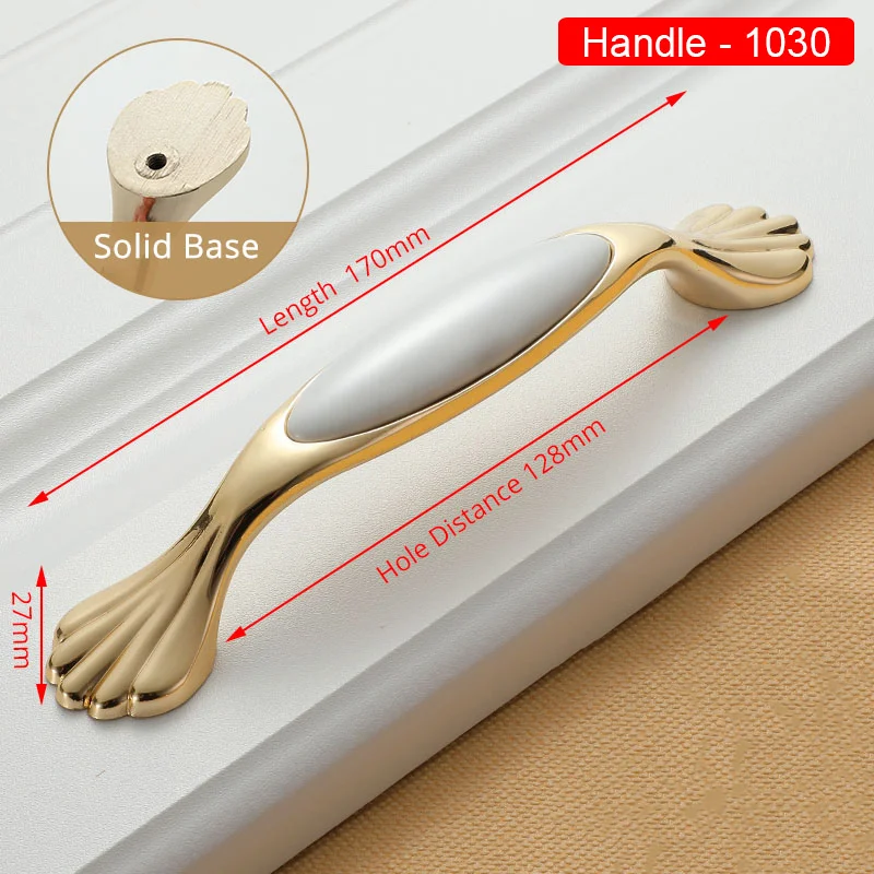 1030-128GW NAIERDI золотые белые Creamic золотые ручки для шкафа, круглая ручка для выдвижных ящиков, кухонные дверные ручки, Мебельная ручка, дверная фурнитура для шкафа - Цвет: 1030-128GW