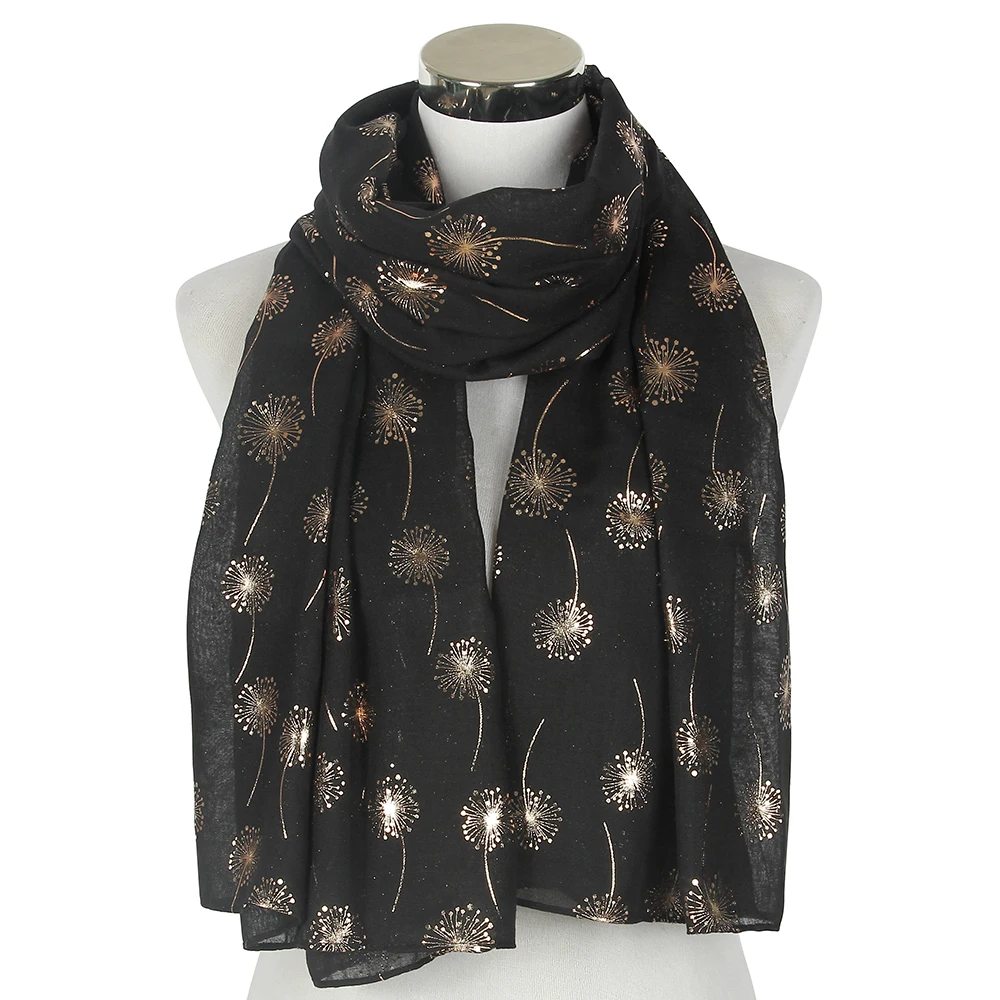 

Winfox Fashion Pink White Purple Dandelion Rose Gold Foil Scarf Beach Wrap Foulards For Woman Ladies