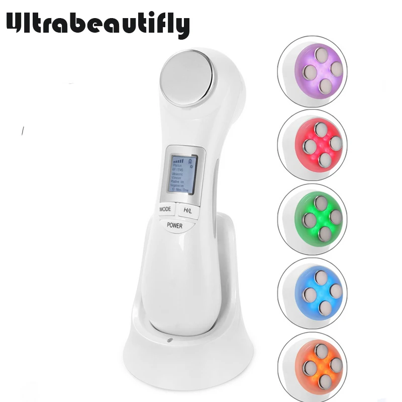 

Double Probe Ultrasonic Vibration Galvanic Ion EMS Electroportion RF Skin Tighten Face Lift Facial Massager Beauty Device